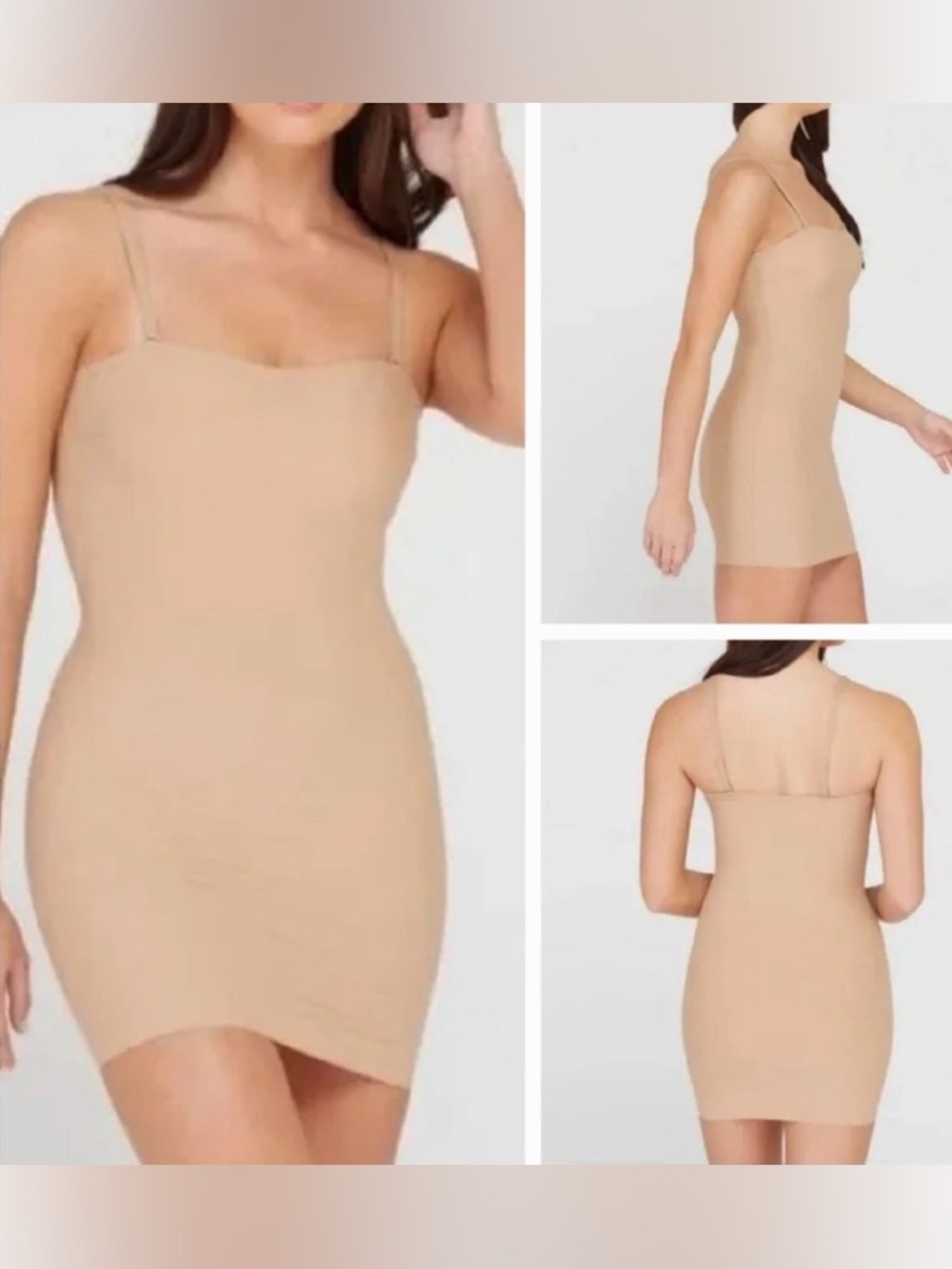 SPANX Assets Shapewear Slip Dress Nude Beige 1X Convertible Straps Bodycon Slim